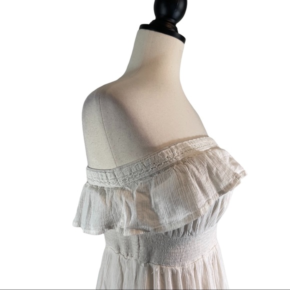Anthropologie HD in Paris Strapless Dress Ivory Ruffle Tiered, Size XS - Picture 4 of 12